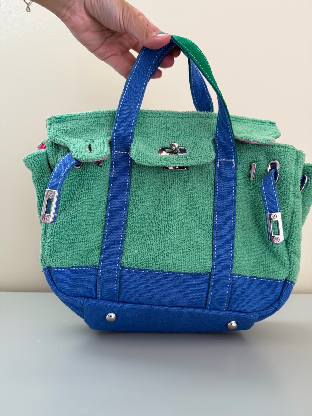 BoatkinTwo-Tone Green and Blue Tote Bag